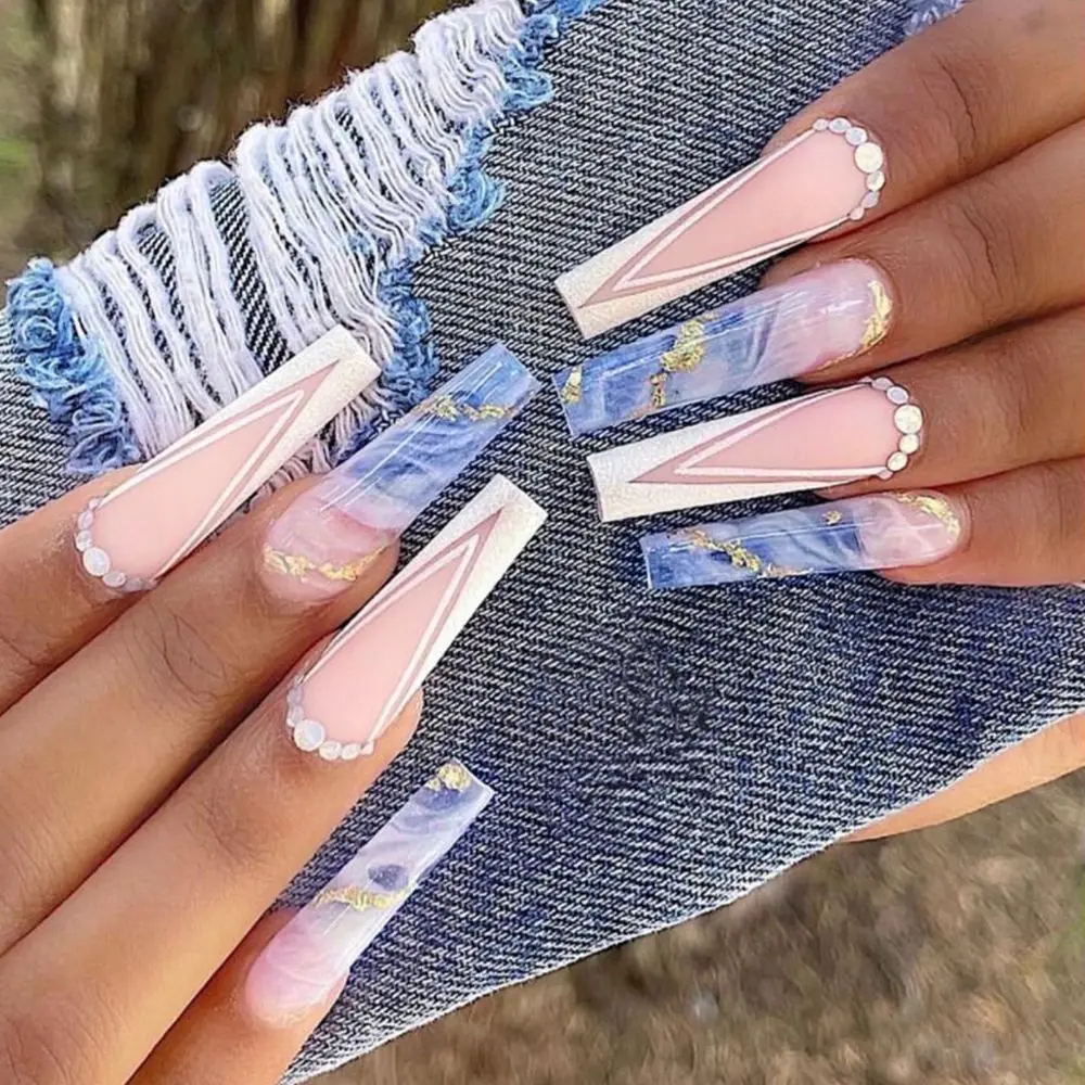 

24pcs/Box Press On Nails Full Cover Detachable Artificial Nail Tips Fake Nails Wearable Coffin False Nails