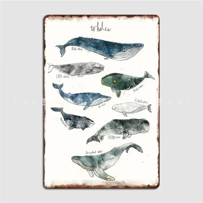 

Whales Metal Sign Club Home Kitchen Designing Plaques Tin Sign Poster