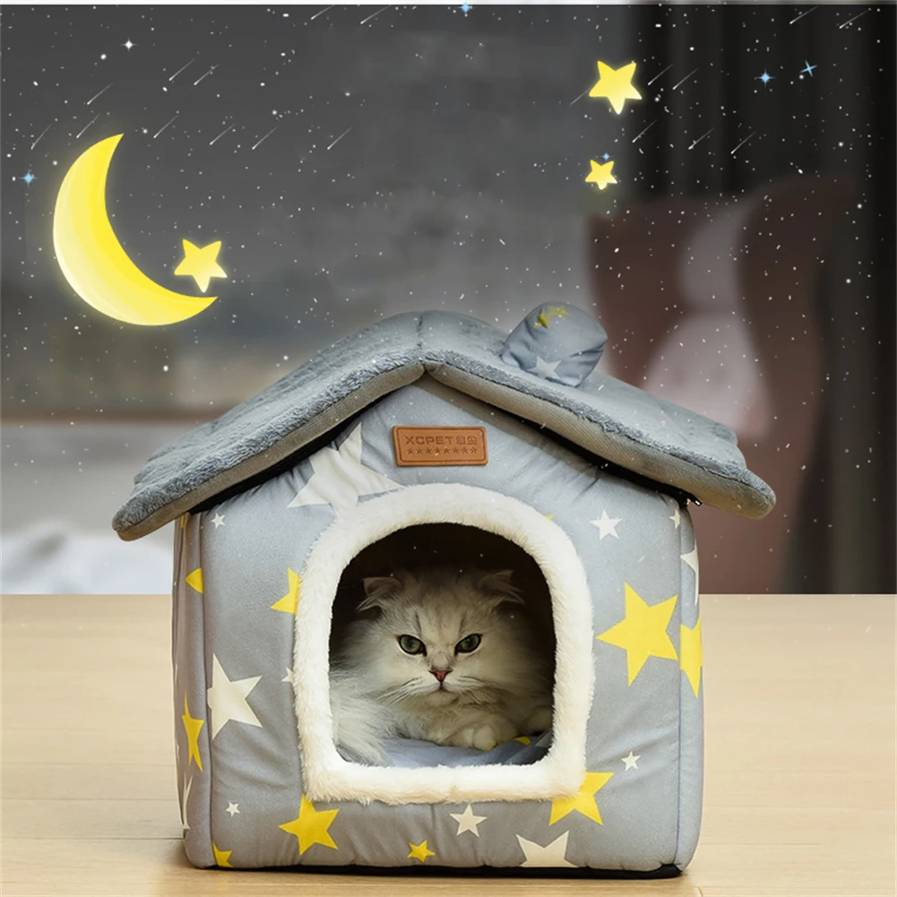 

Outdoor/Indoor Cats House Collapsible Cube Cat Bed Nonslip Warm Pets Tent Cave Foldable Cat Condo Kitten Shelter Pet Puppy Nest