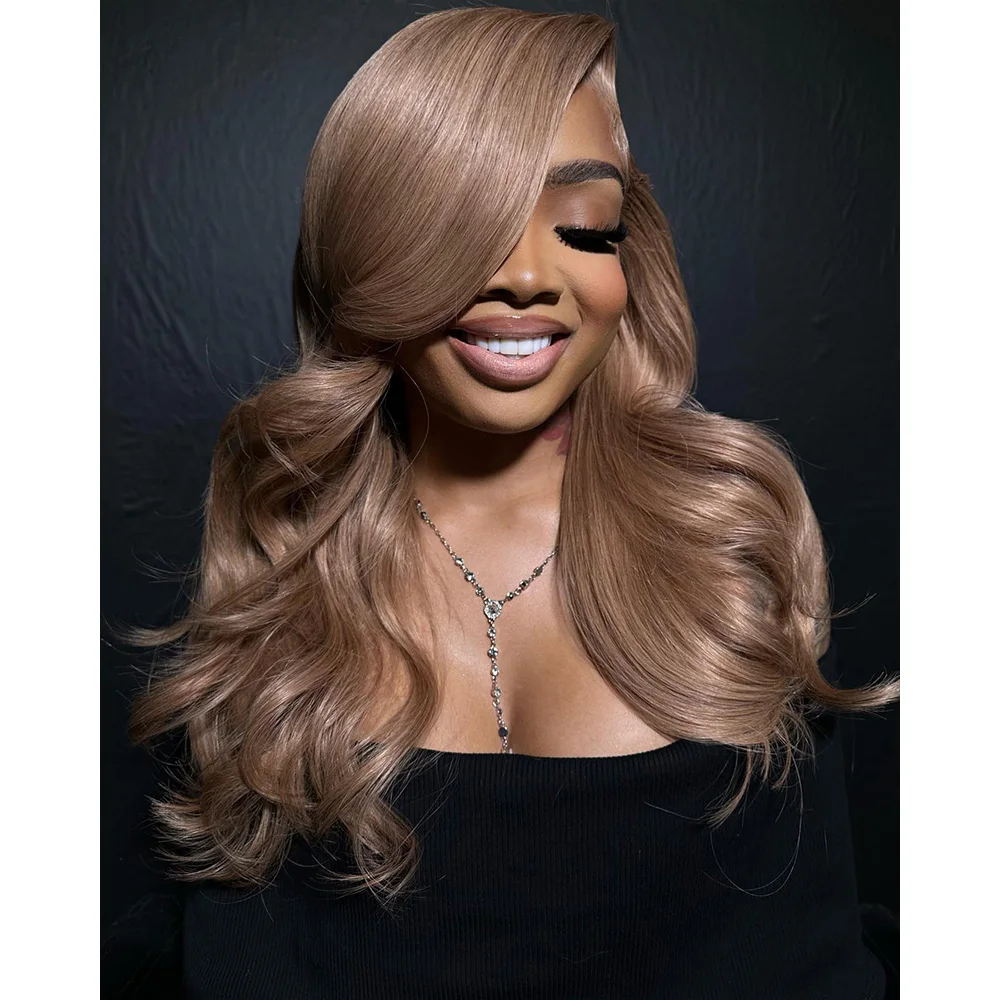 Парик на сетке Linhua Ash светлый коричневый цвет волнистые 13x4 прозрачные кружевные