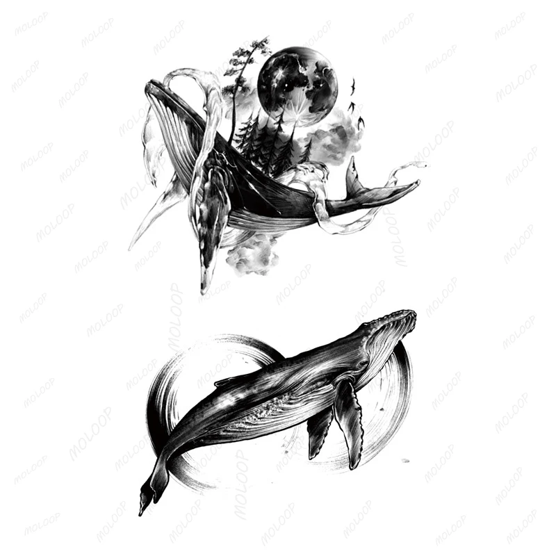 Голова волка дерево треугольный геометрический элемент временная тату-наклейка