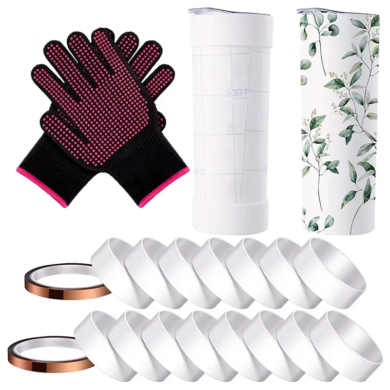 

15Pcs Silicone Band for Sublimation, 2Heat Resistant Gloves with Silicone Bumps 2 Heat Tape Heat Resistance for Tumblers