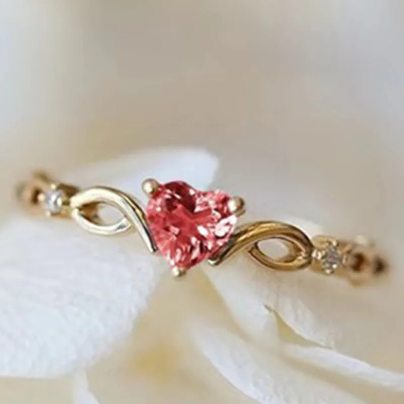 

Simple Small Fresh Heart-shaped Ring New Gold Silver Rose Gold Wedding To Attend The Banquet Party Ring Diamond Alloy Jewelry