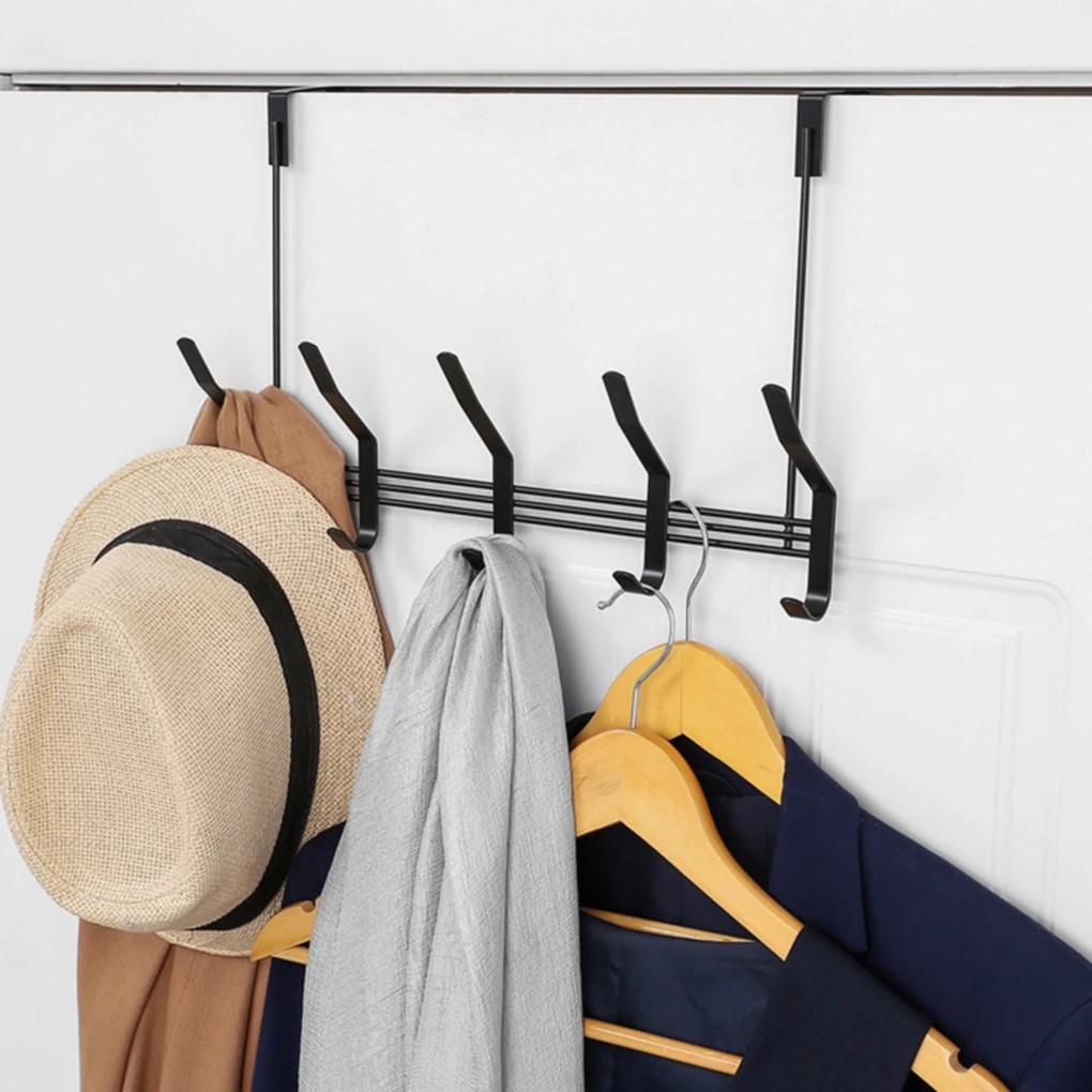

Hooks Over The Door 5 Hooks Home Bathroom Organizer Rack Hanging Metal Hook Clothes Coat Hat Towel Hanger