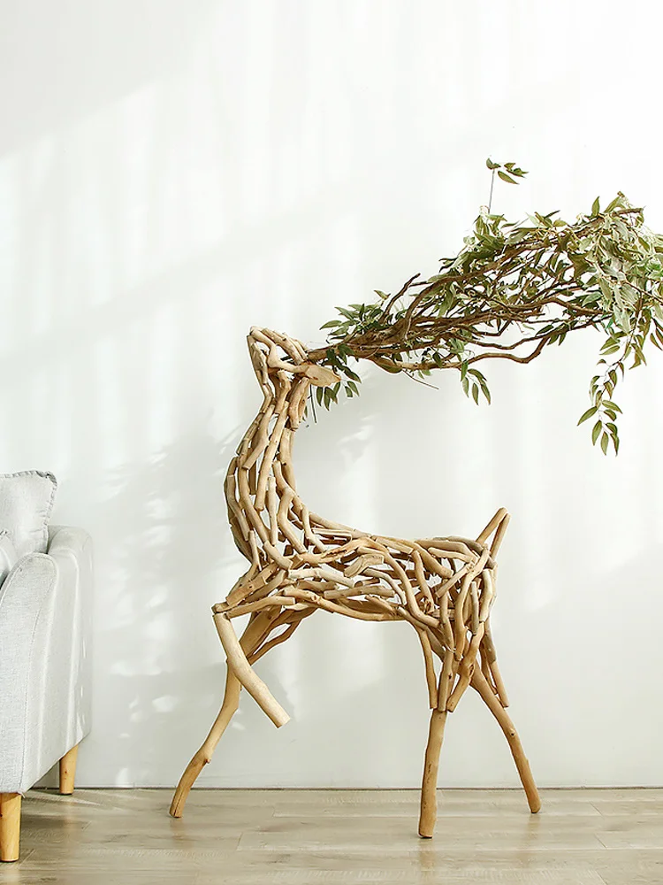 

wooden Fortune Deer. sculpture landing window Decoration opening gift Decoration Home stay SHOP Leisure Club Decoration
