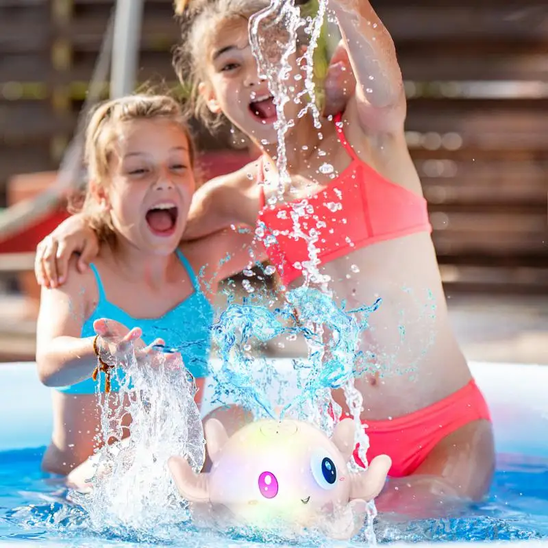 

Octopus Bath Toys Light Up Spray Water Bathtub Toys For Kids Sprinkler Bath Toy For Toddlers Pool Fun Water Spray Supplies