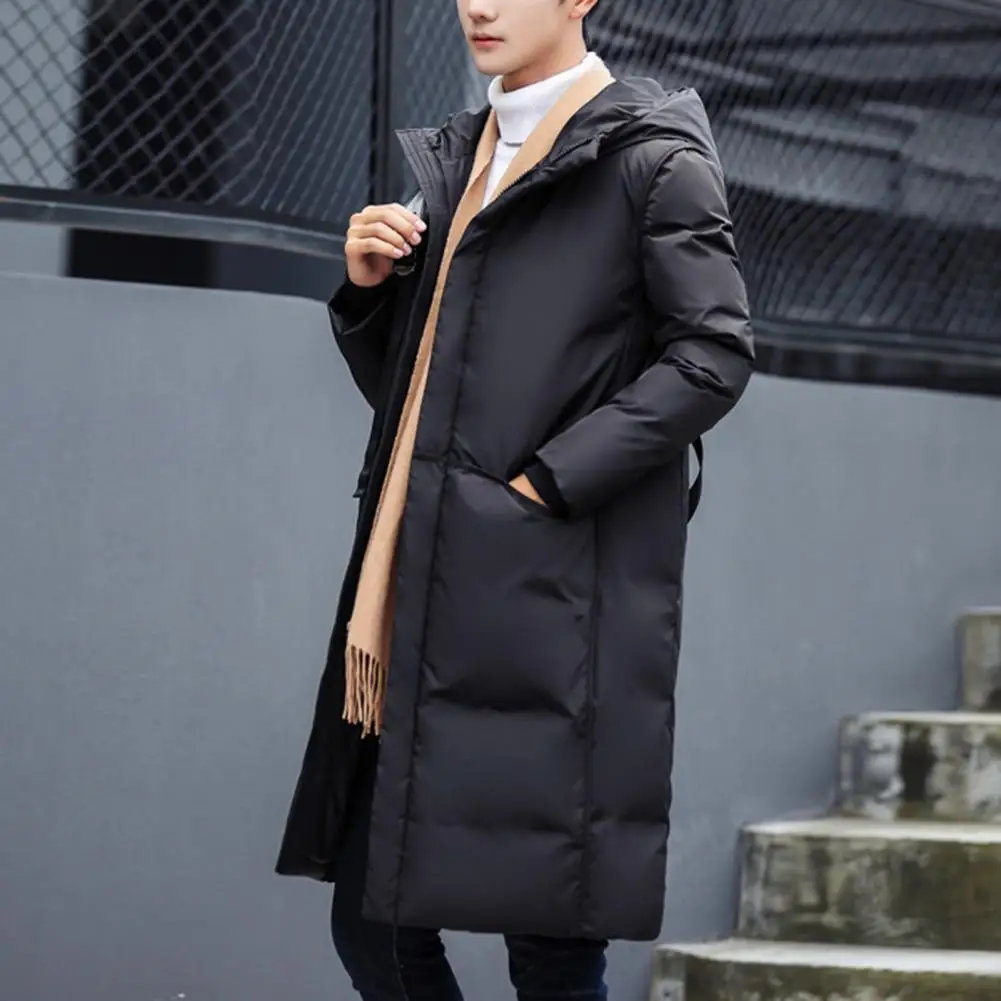 Trendy Men Windbreaker Anti Loose Fill Washable Windproof Fluffy Filling Overcoat  Super Soft Men Coat Streetwear
