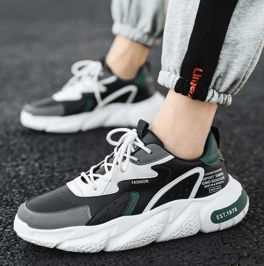 

Running Shoes For Men 2023 Designer Athletic Shoes Men's Leather Platform Sneakers Lace Up Male Outdoor Sports Shoes Basket
