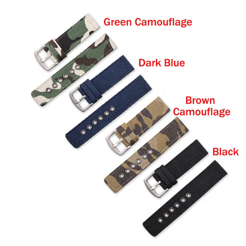 18 20 22 24mm Field sports canvas Nylon watch band For all flat watch interface Smartwatch Bracelet for Samsung Huawei watch
