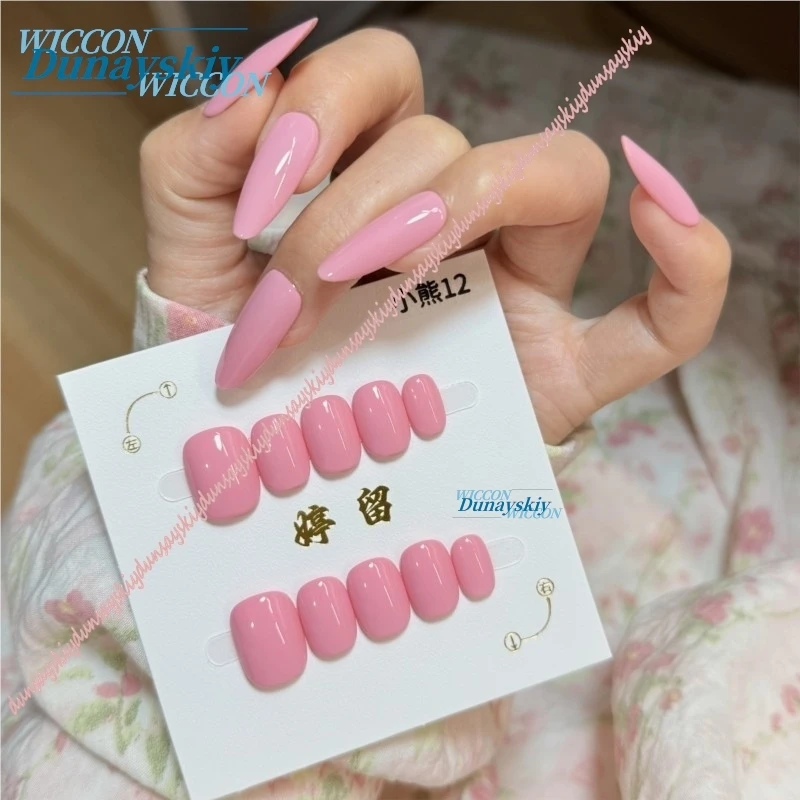 Розовые накладные ногти ручной работы Nanally Pink Handmade Chiz Neverness To Everness Short Press On Nails From Ring, подходящие как для косплея, так и для повседневного ношения. (art.: 3920da5eb80a2) - 3920da5eb80a2