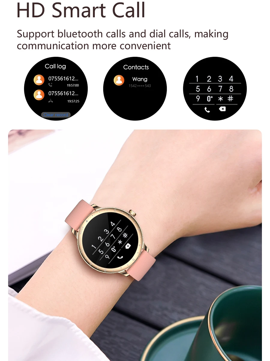 

Женские Смарт-часы YUNFIT с Bluetooth, фитнес-трекером и Пульсометром