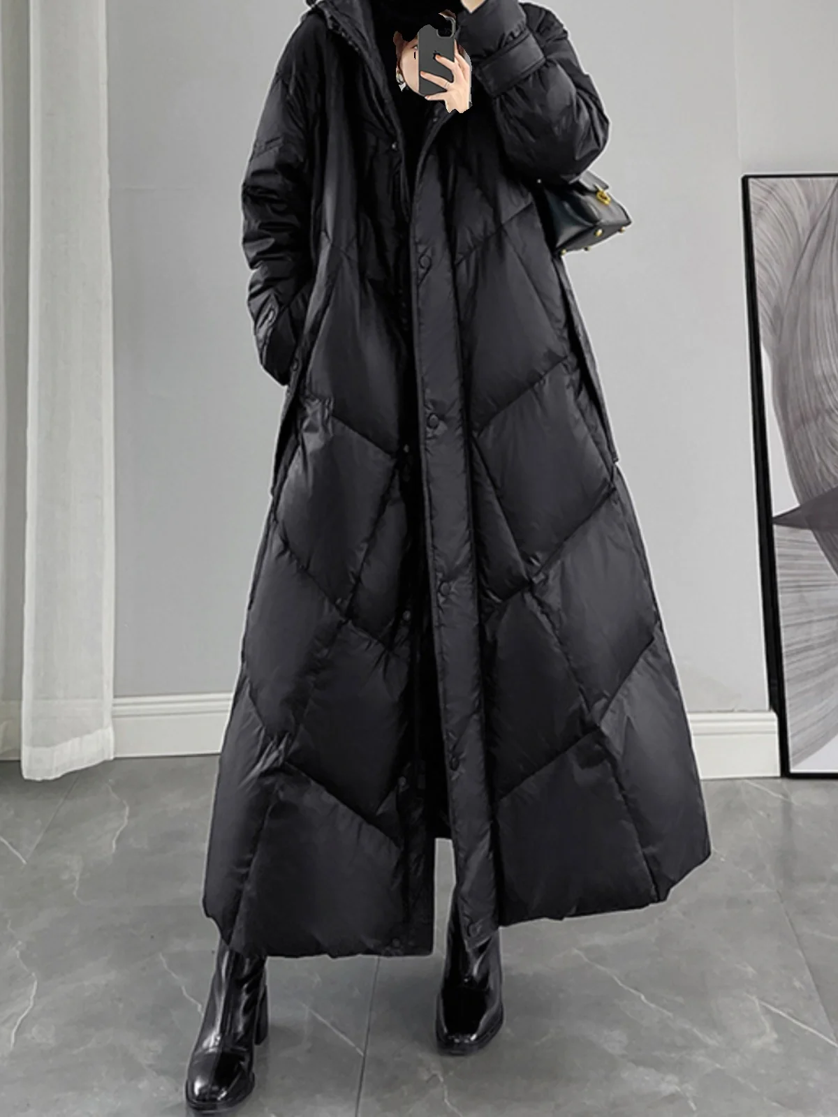 Новинка 2024 зимняя удлиненная пуховая куртка одежда с хлопковой подкладкой
