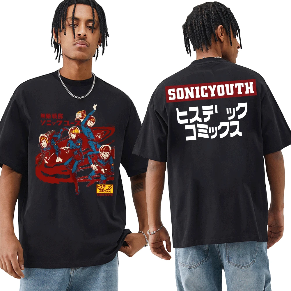 

Rock Band 1992 Sonic Youth The Hysteric Japan Tour T-shirt Men's Women's Vintage Punk Short Sleeve Oversized Gothic T Shirt Tops