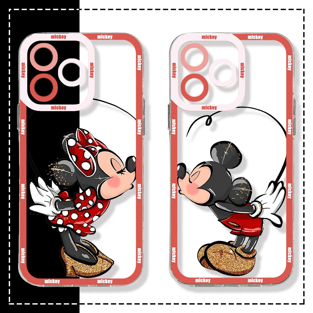 

Disney Mickey Mouse Kiss Phone Case for Xiaomi Redmi Note 12C 11 10 Pro Plus 10C 9A 9C 9T K30 K40 K50 K60 4G 5G Transparent Capa