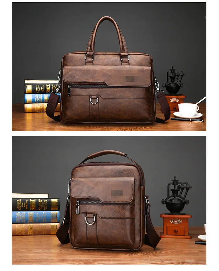 Men's Bag Leather Portable Briefcases Laptop Messenger Bags For Men Office School College Satchel Bag Business Commuter Bag