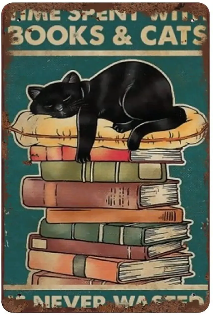 

Винтажное искусственное время, потраченное с книгами и кошками, никогда не тратится на Украшение стен