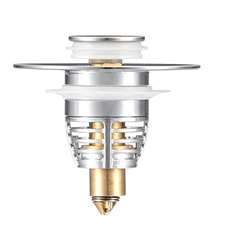 

Bathroom Sink Drain Stopper - Bounce Drain Plug Filter For Type Basin Pop-Up Chrome Sink Strainer With Hair Catcher
