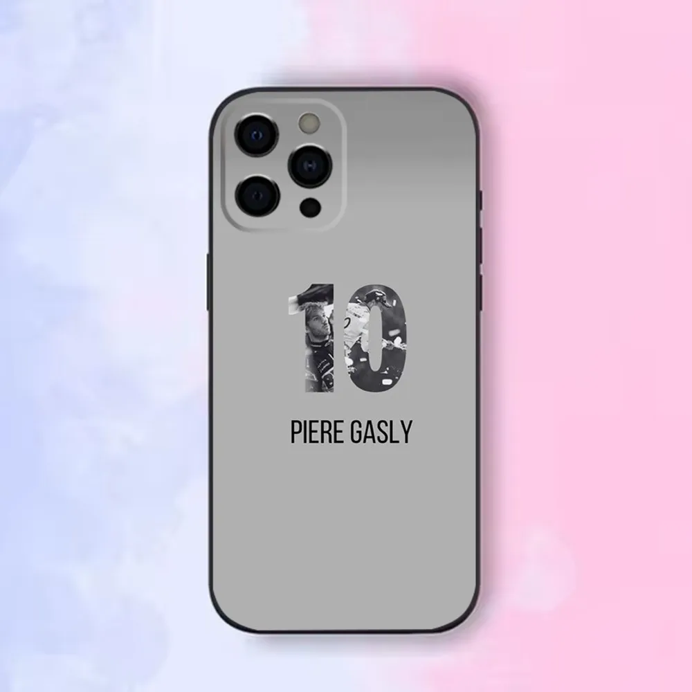 F1 10 P-Pirre G-Gasly Phone Case For iPhone16 15 14 13 12 Mini 11 Pro XR X XS MAX 7 8 Plus Silicone Cover Soft Black