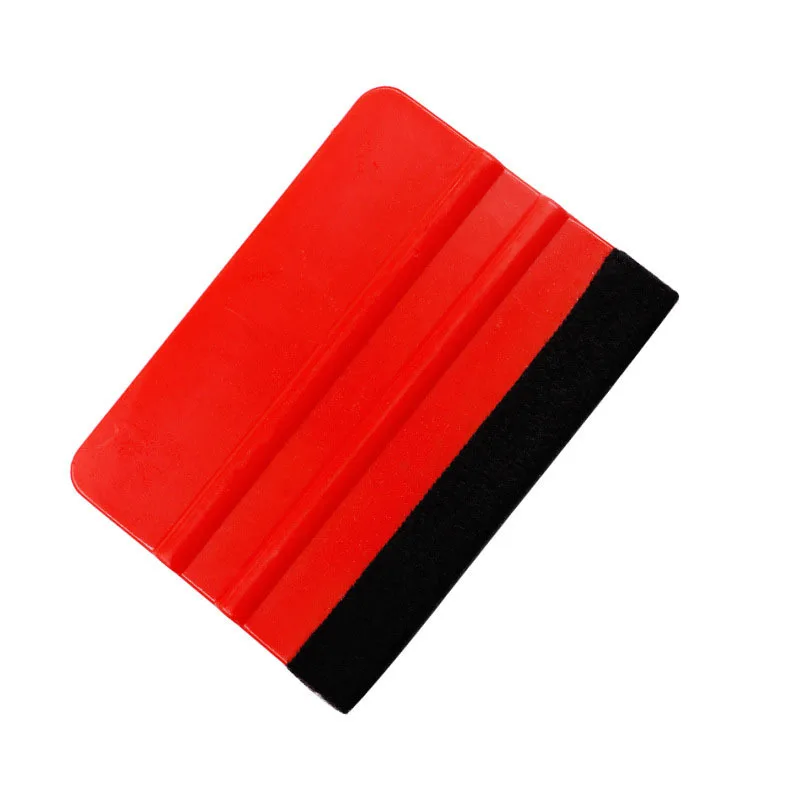 

1pcs Auto Styling Vinyl Carbon Fiber Window Ice Remover Cleaning Wash Car Scraper With Felt Squeegee Tool Film Wrapping 10x8cm