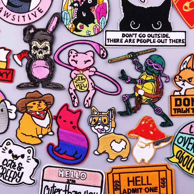 

Cartoon Animals Series Badges Cat Corgi Embroidered Patches On Clothes Applique Iron On Patches For Clothing Stickers Sewing DIY