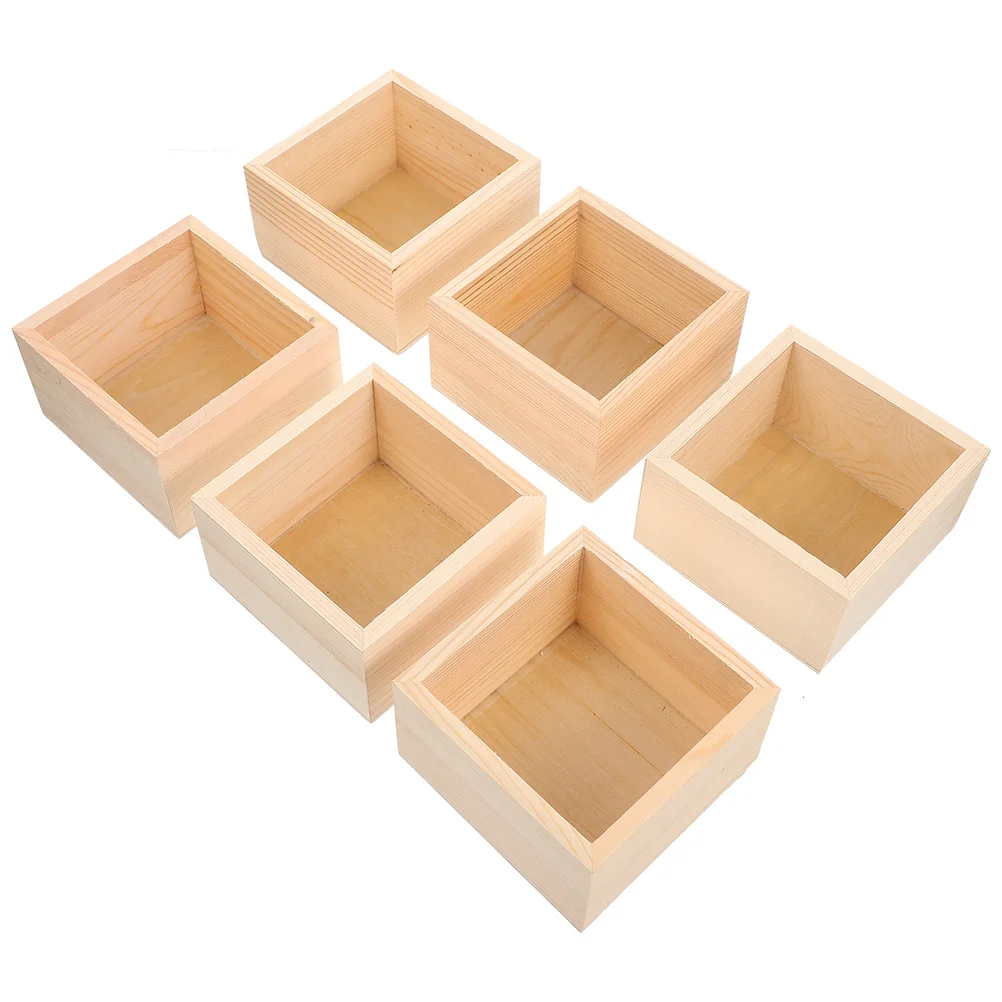 6 шт. деревянная коробка для хранения без крышки контейнер ювелирных изделий