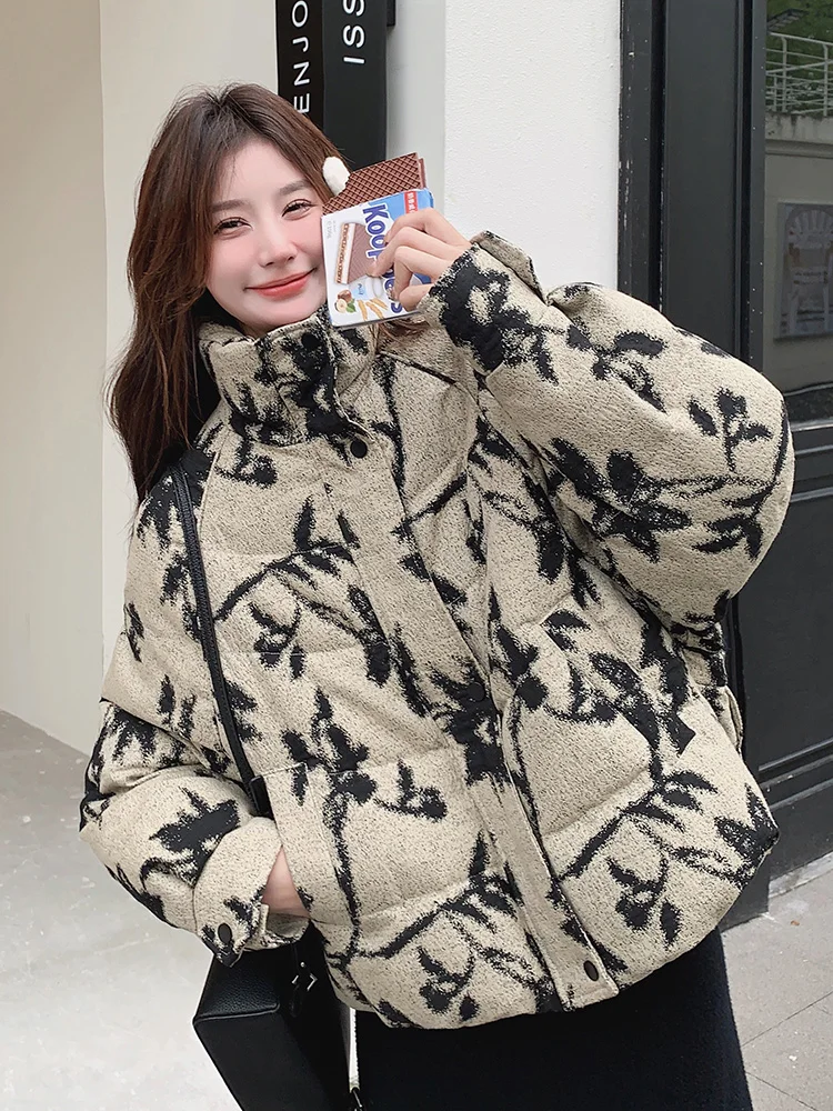 Новый китайский Sle ретро национальный тушью с принтом пуховик женский зима 2024