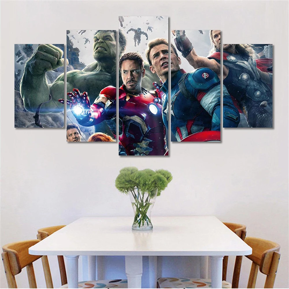 

Marvel Avengers Wall Art Disney Superhero Black Widow Movie Poster And Print Spiderman Thor Canvas Painting Room Home Decoration