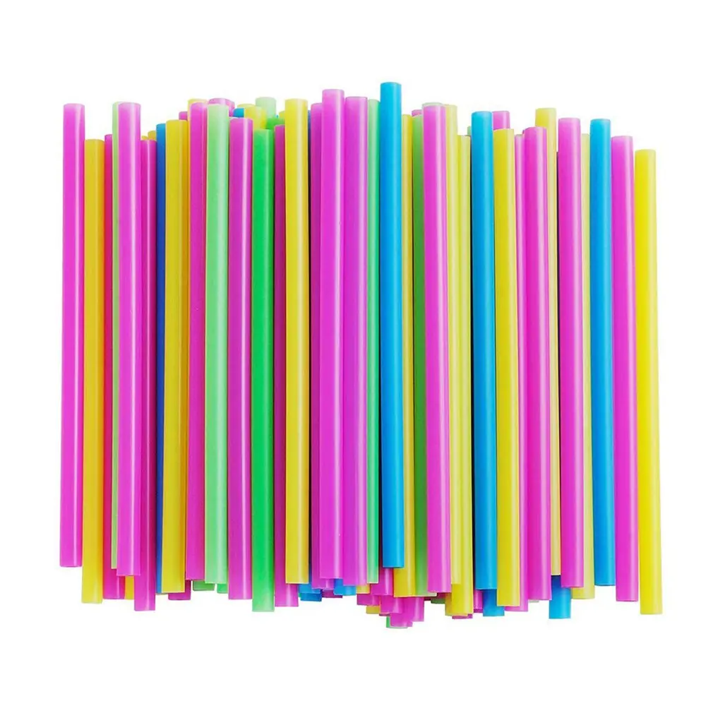 

100Pcs Color Flat Mouth Straight Tube Type Beverage Straws Environmental Protection And Safety Color Bright Straws