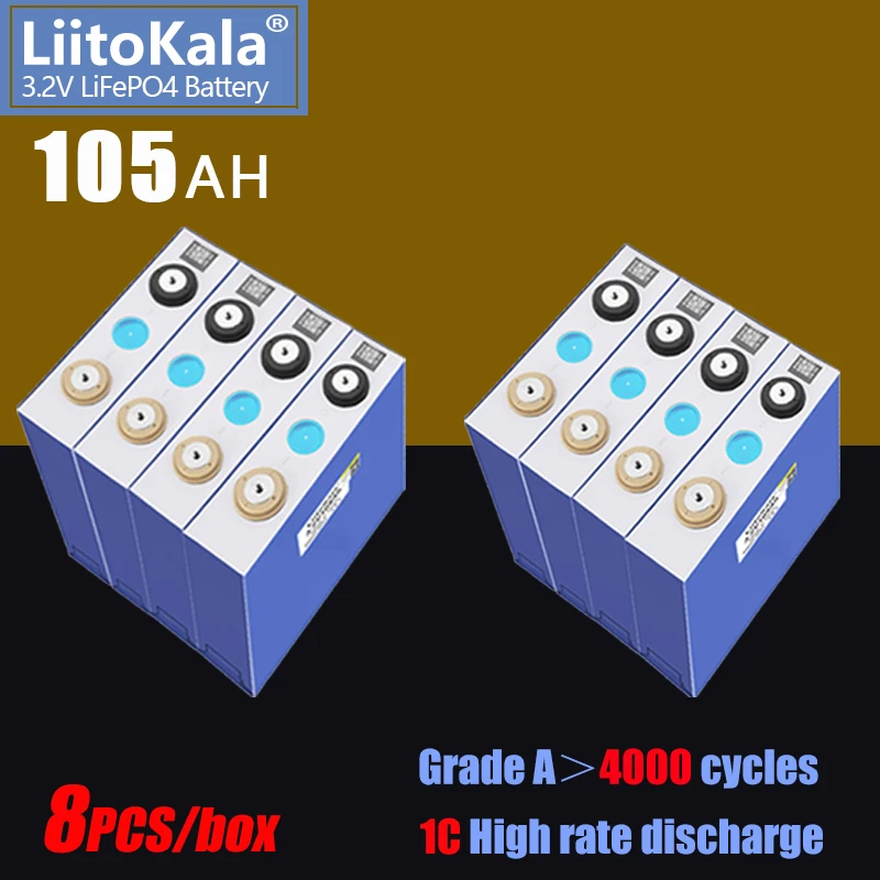 

8 шт., аккумуляторные батареи LiitoKala, 3,2 в, Ач, Ач, lifepo4, 12 В, 24 В, 48 В