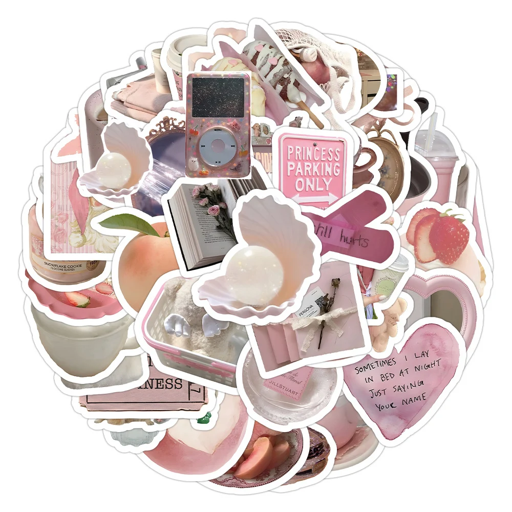 

10/30/50pcs Ins Style Simple Pink Girl Stickers Cute Decals DIY Laptop Scrapbook Phone Guitar Fridge Decoration Sticker Kids Toy