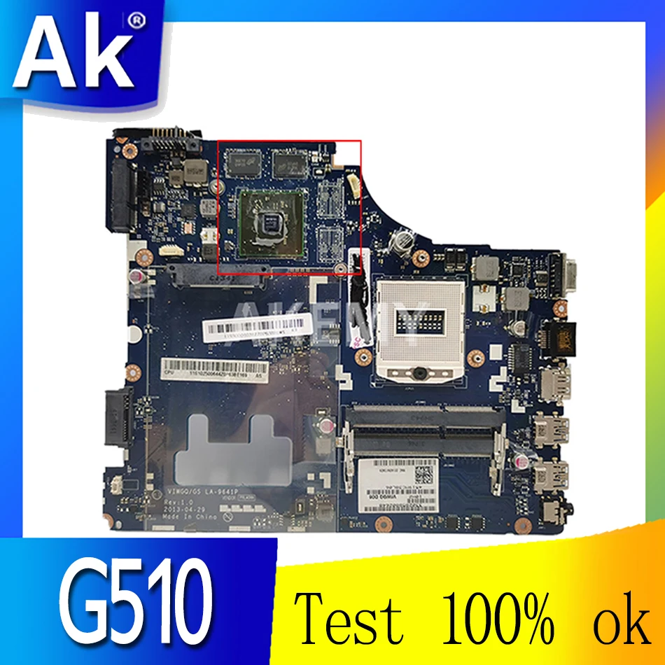 

Akemy VIWGQ/GS LA-9641P G510 материнская плата для ноутбука Lenovo G510 оригинальная материнская плата HM86 PGA947 2GB-GPU