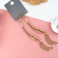 super long 17cm bohemia strand brown tassel earrings for women thread long dangle drop boho earrings party accessories