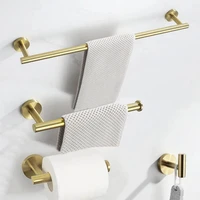 gold bath hardware set wall mounted storage shelf bathroom accessories organizer towel rail bar tissue paper holder clothes hook