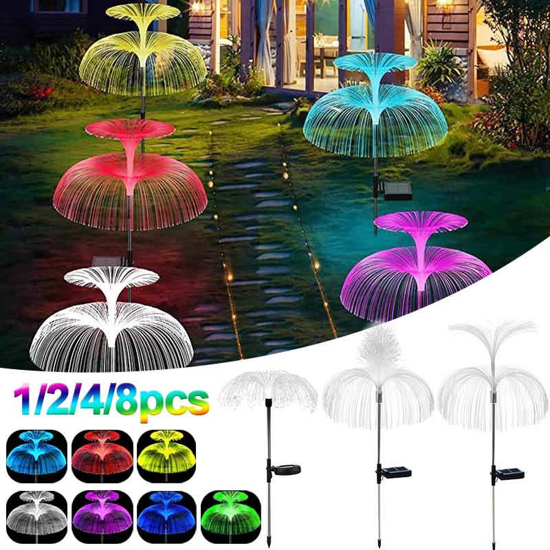 

Lights Solar Decor Colors Lawn Flower 7 Pcs Lamp Yard 1/2/4/8 Garden Waterproof Pathway Outdoor Solar Double Jellyfish Lights