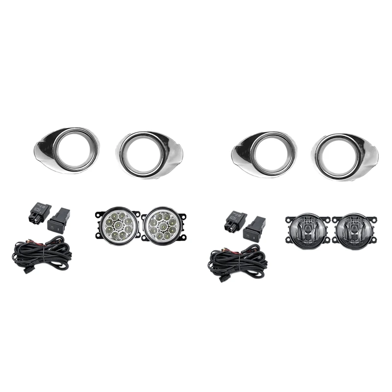 

Fog Light Headlight Chrome Fog Lamp Cover Grill Bezel Switch Foglights Assembly For Ford Focus MK3 2012-2014