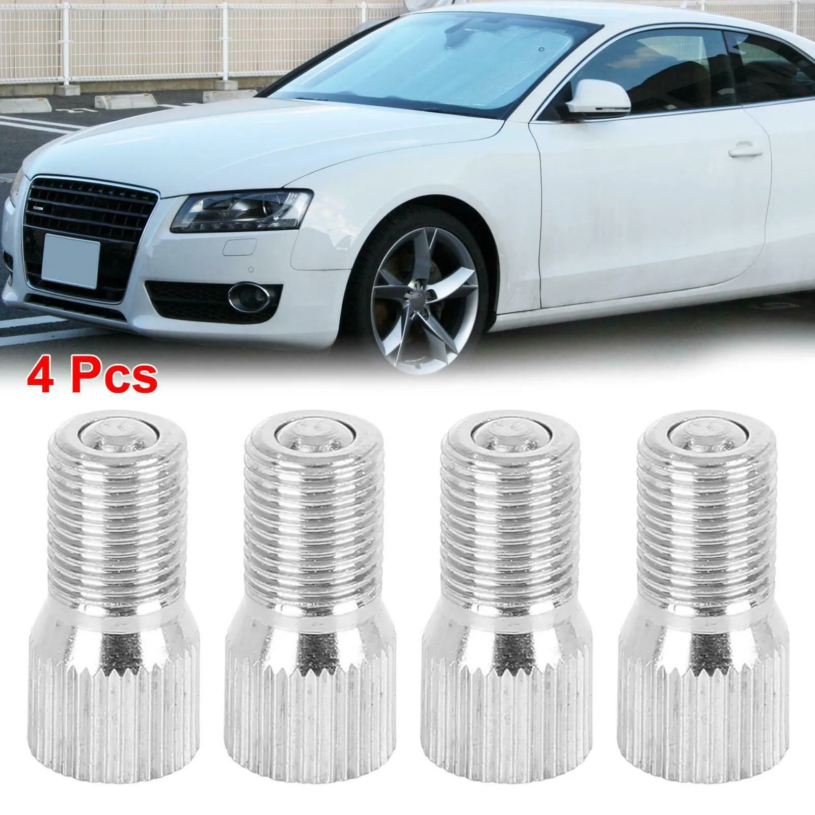 

4pcs 19mm Car Tyre Wheel Valve Stem Cap Extension Extender For Car Truck Valve Stem Extension Chrome Plated Brass M8x0.8 Parts