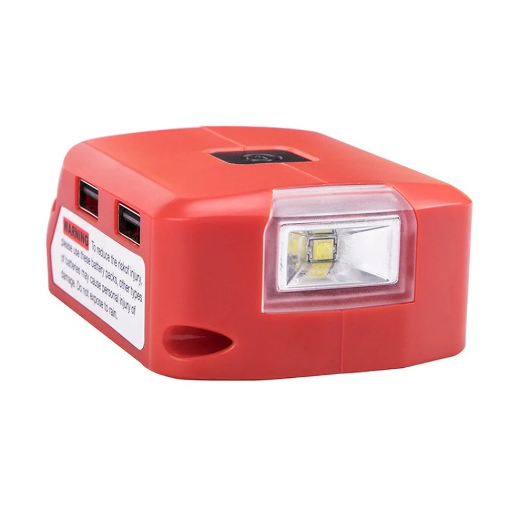 Battery Adapter For Milwaukee 18V M18 Battery Power Source with Dual USB 5V/2.1A DC Port 12V/2A LED Light For Heated Jacket