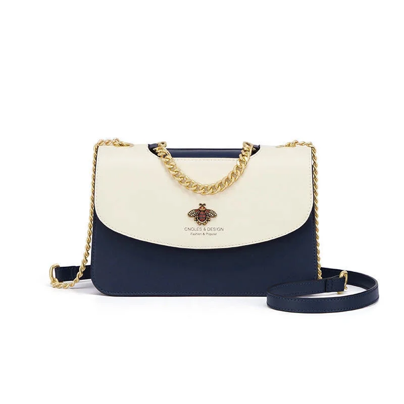 

Women's New Luxury Leather Bee Chain Shoulder Bag Fashion Brand Versatile Female Small Square Bags Lady Messenger Crossbody Bags