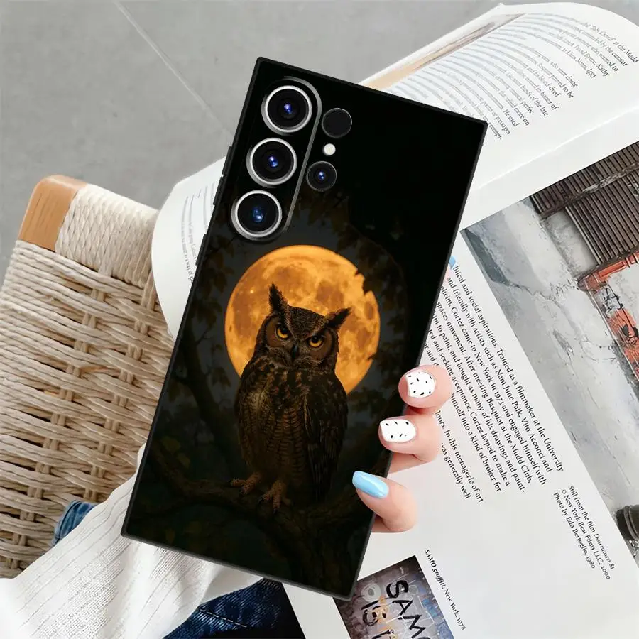 Фото Чехол-накладка для телефона Samsung Galaxy S26 Ultra S20 Ultra Note 20 8 9 10 S23 S24 S21 FE S10 S9 S25 Plus с простым рисунком совы №5