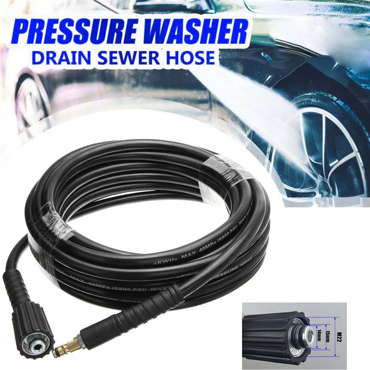 

10M High Pressure Hose 5800PSI 40MPa 3/8 Quick Connect For Washing Spray-gun Water Pressure Cleaning Washer Hose Connecting