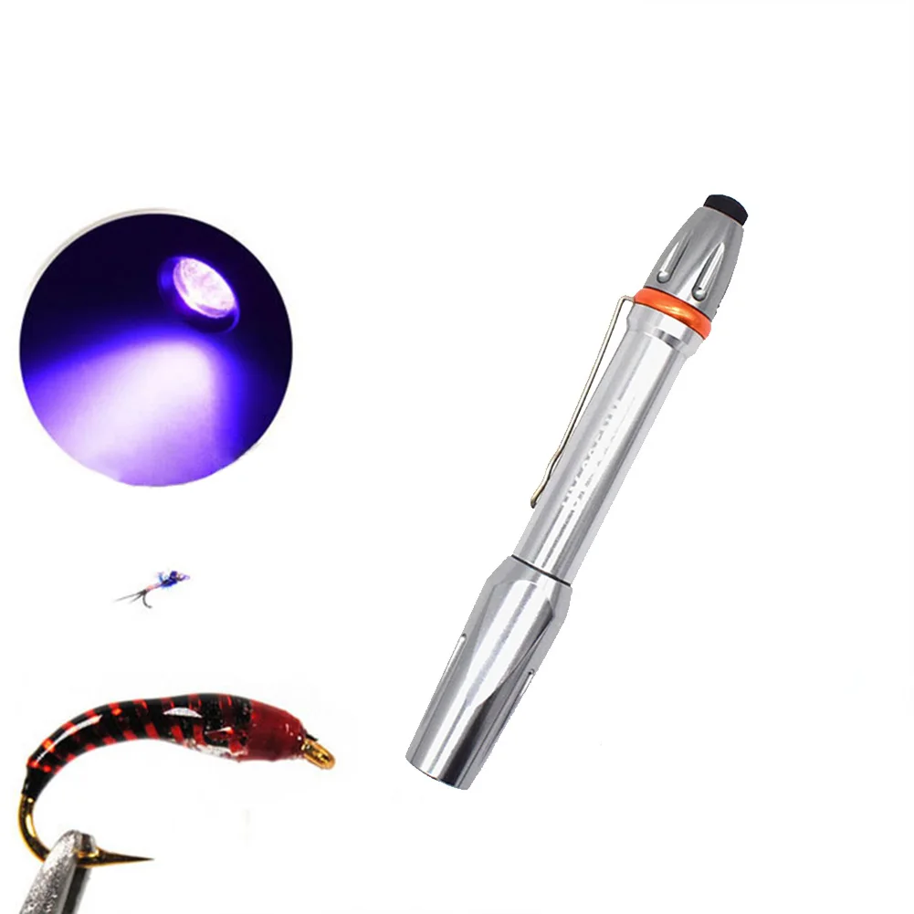 

Fly Fishing Tying UV Glue Pen Light 395nm Ultra Bright Curing Resin Flashlight Aluminum Alloy + Steel UV Fly Tying Pen