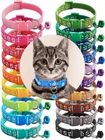 pet collar and cat paw print adjustable collars bell cat necklace positioning cats accessories collar small puppy pet supplies