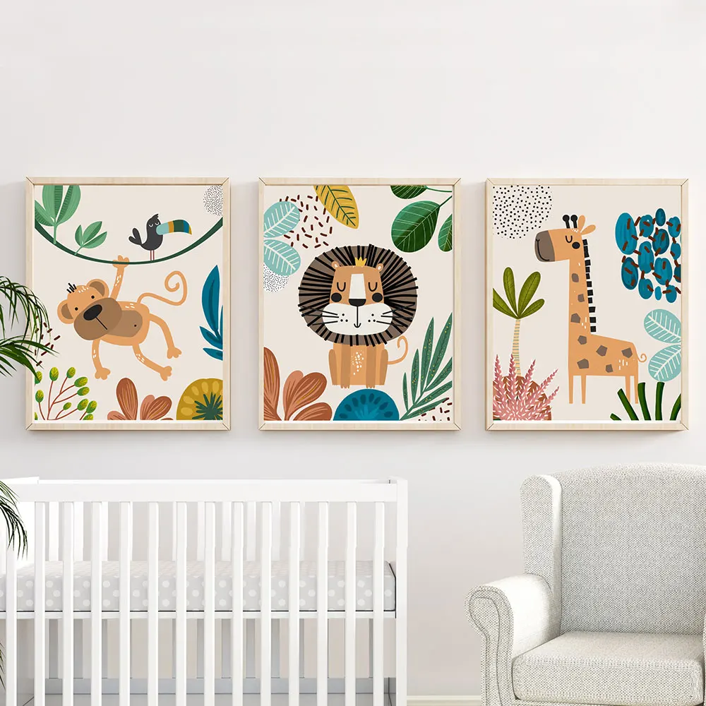 

Постер с милыми животными, украшение для спальни, комнаты в стиле бохо, настенная Картина на холсте, детская комната, сафари, детский подарок, картина, домашний декор