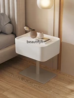 zq Simple Italian Pine Bedside Table Bedroom Furniture Modern Minimalist Light Luxury PU Leather Bedside Cabinet Low Cabinet
