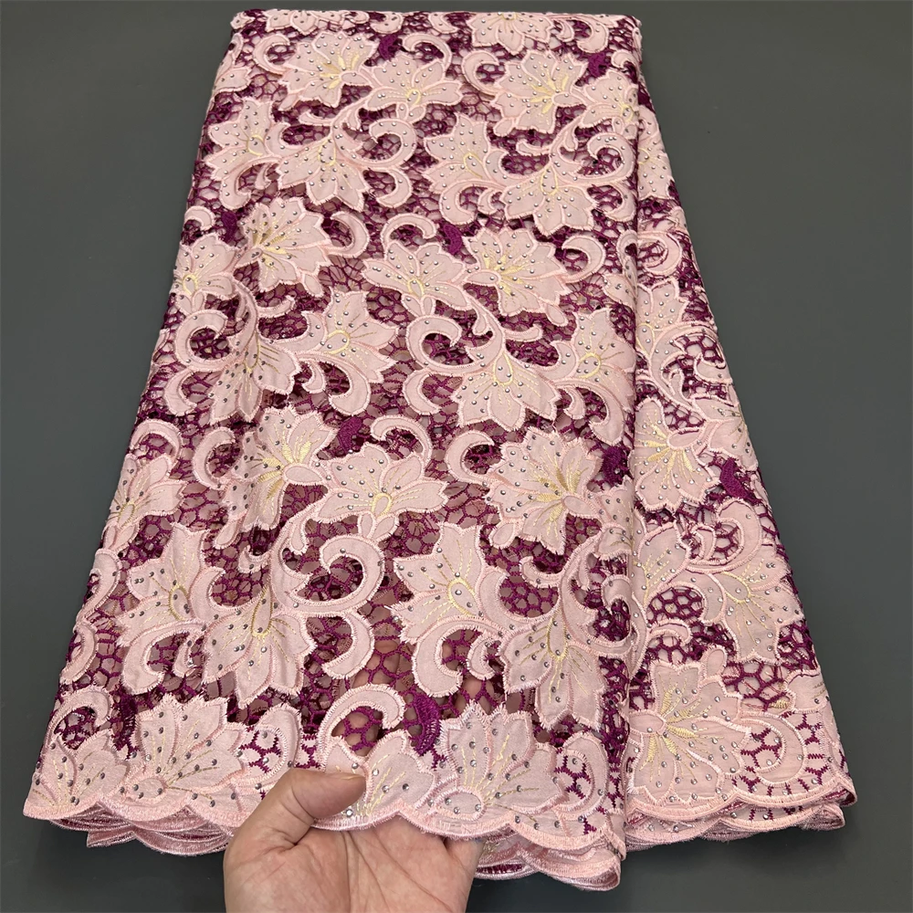 Новая сухая кружевная ткань из хлопка Дубая 2024 Высококачественная нигерийская