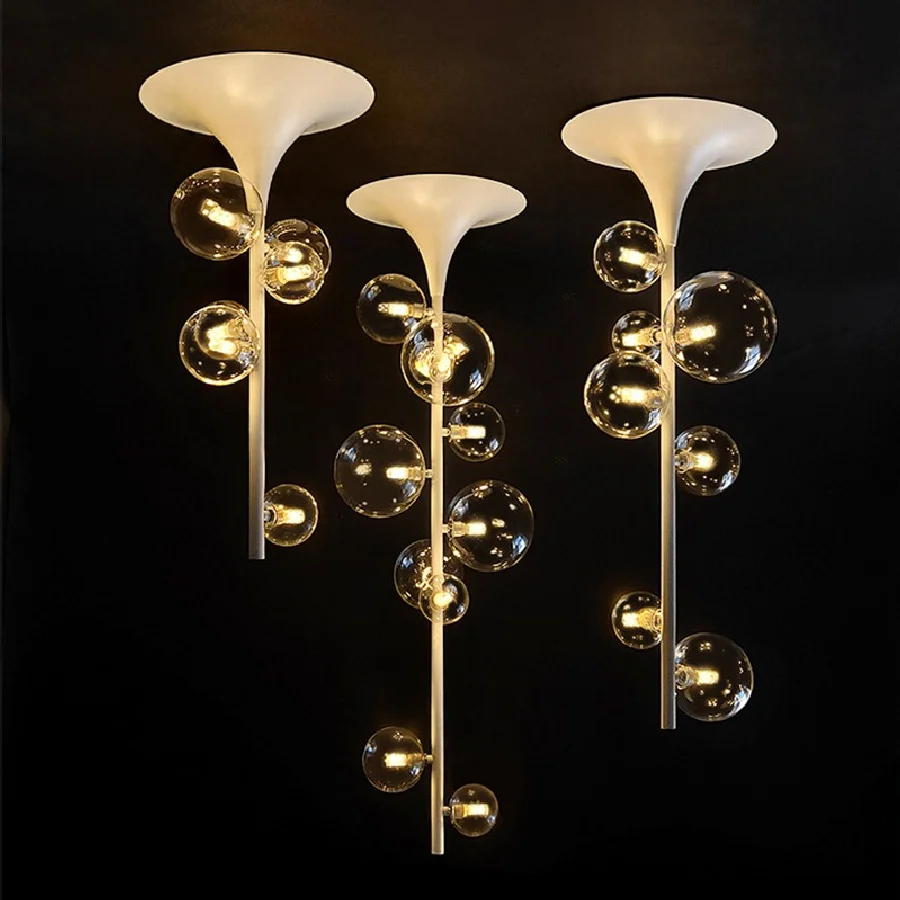 

Black Or White LED Pendant Light For Dining Room Bar Coffee Shop Restaurant Creative Nordic Clear Glass Ball G9 Hanging Lamp