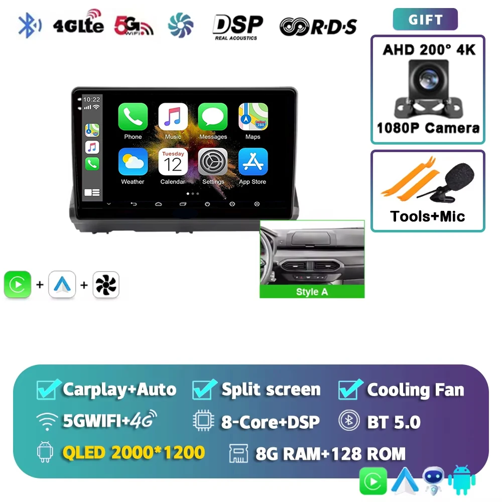 

Для Renault Dacia Logan Sandero Jogger 2019 2020 2021 2022 2023 Android 15 навигация автомобильный радиоприемник мультимедийный плеер стерео Carplay