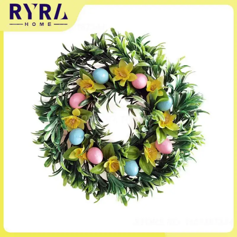 

Flower Garland Rattan Egg Wreath Pendant Diy Happy Easter Easter Garland Door Hanging Easter Egg Wreath Easter Decoration 2023