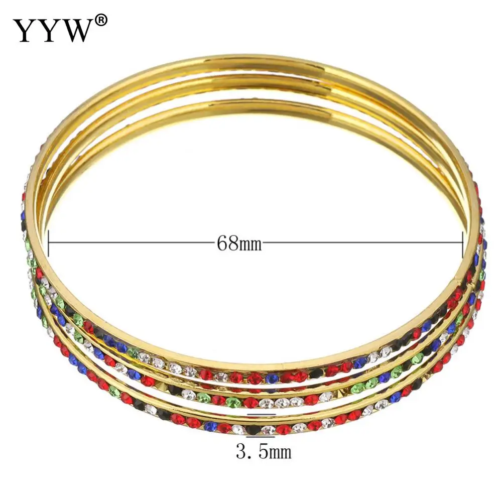 

3 шт., роскошные брендовые браслеты из нержавеющей стали для влюбленных, цветные браслеты с кристаллами, 68 мм, для женщин и девочек, лучший по...