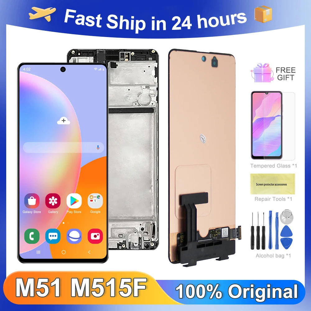 ЖК-дисплей 6,7 'для Samsung Galaxy M51/M515/M515F/DSN, дисплей с сенсорным экраном и дигитайзером в сборе, детали для Samsung M515, ЖК-дисплей